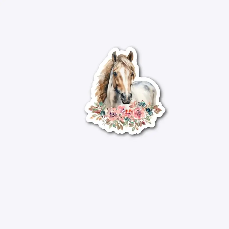 Watercolor horse floral